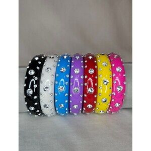 VTG Deadstock Y2K Rainbow Rhinestone Bangle Bracelet Lot 7 Chunky Acrylic Set